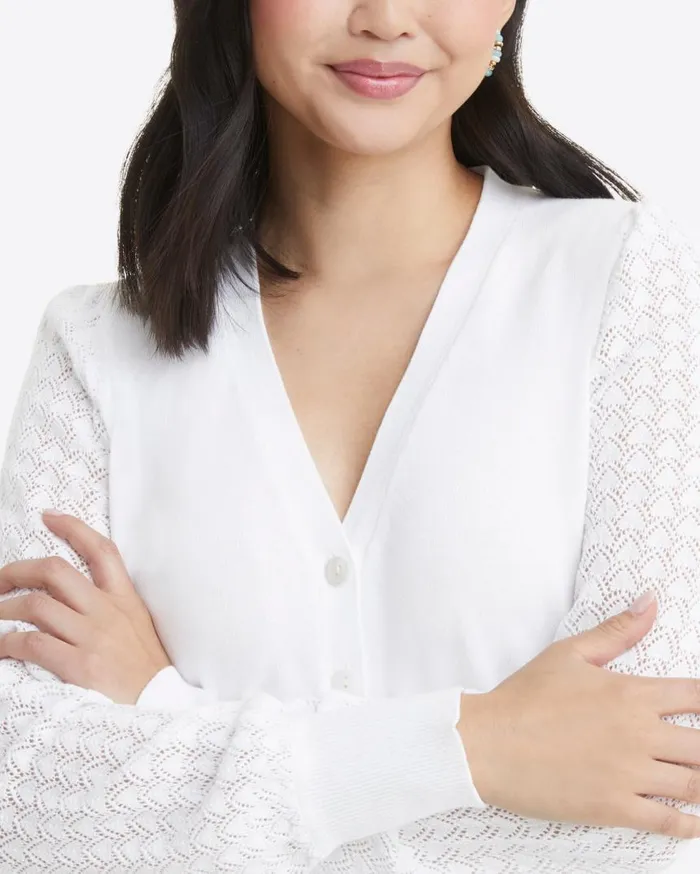 Draper James Sweaters Women Button Front Cardigan In White