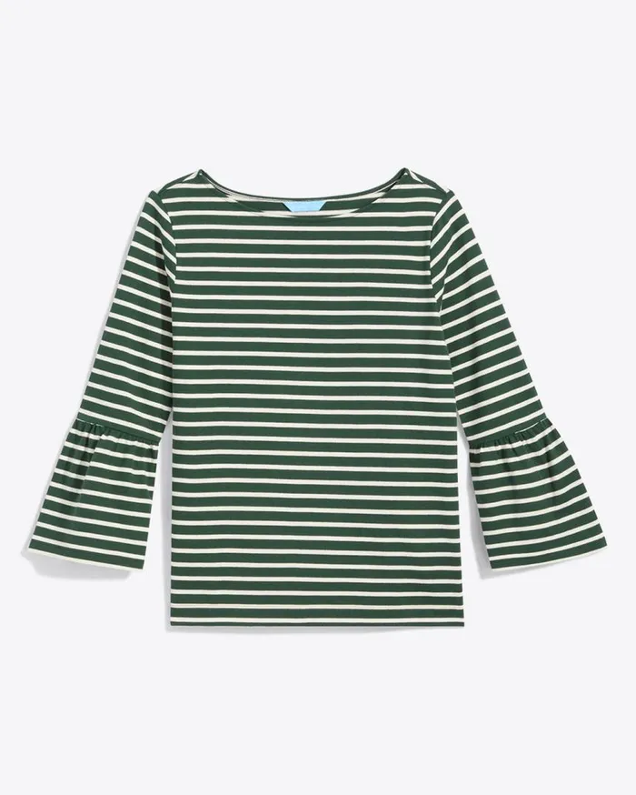 Draper James Tops Women Corey Bell Sleeve Top In Green Mariner Stripe