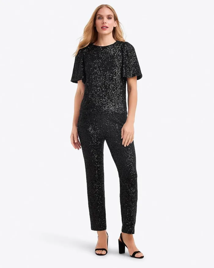 Draper James Tops Women Flutter Sleeve Top In Sequins