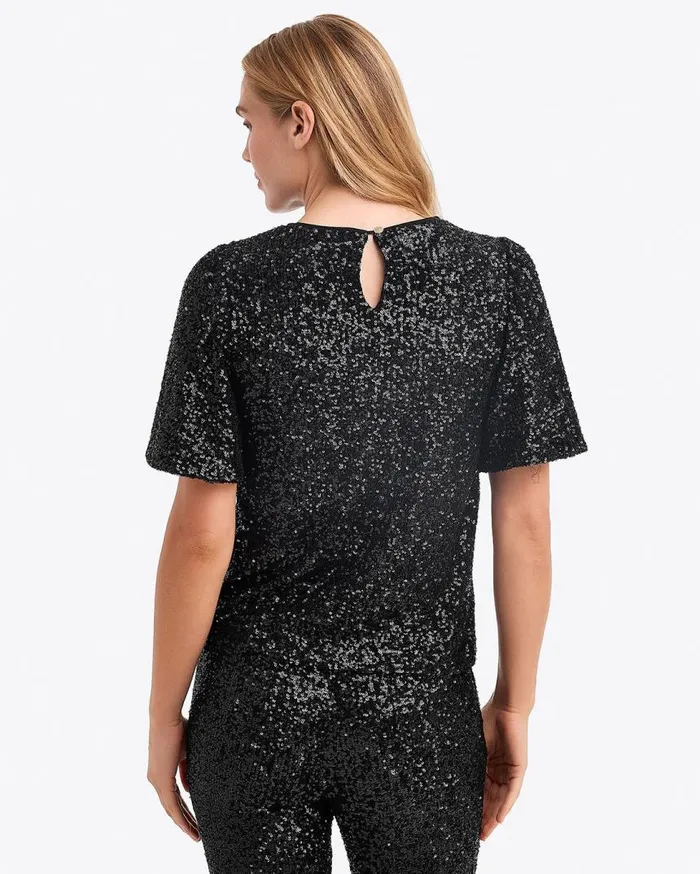 Draper James Tops Women Flutter Sleeve Top In Sequins