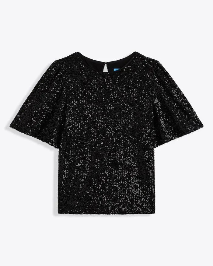 Draper James Tops Women Flutter Sleeve Top In Sequins