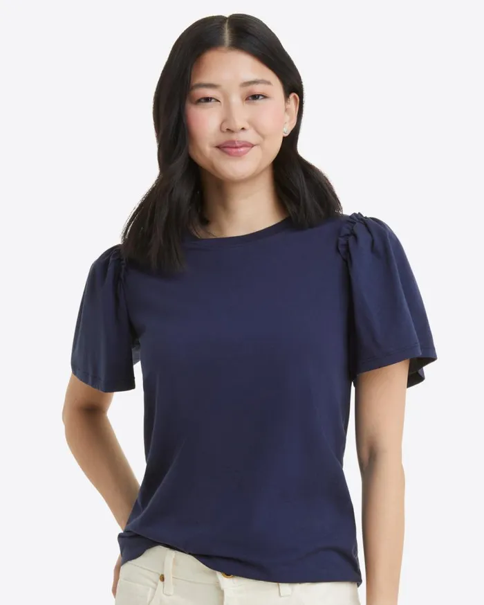 Draper James Tops Women Short Sleeve Easy Knit Top In Navy