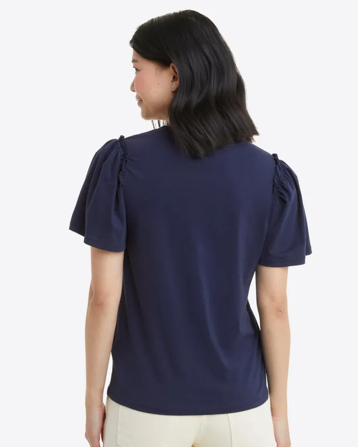 Draper James Tops Women Short Sleeve Easy Knit Top In Navy