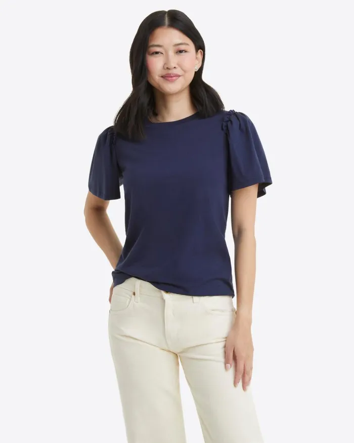 Draper James Tops Women Short Sleeve Easy Knit Top In Navy
