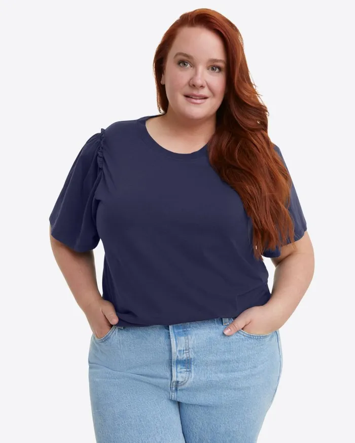 Draper James Tops Women Short Sleeve Easy Knit Top In Navy
