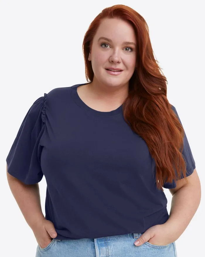 Draper James Tops Women Short Sleeve Easy Knit Top In Navy