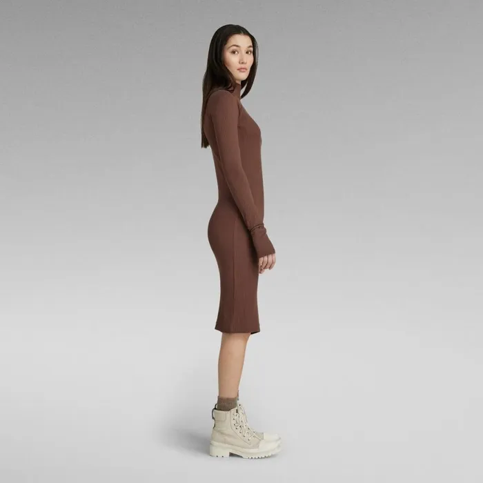 Dresses Women GStar RAW Rib Slim Dress Chocolate Lab