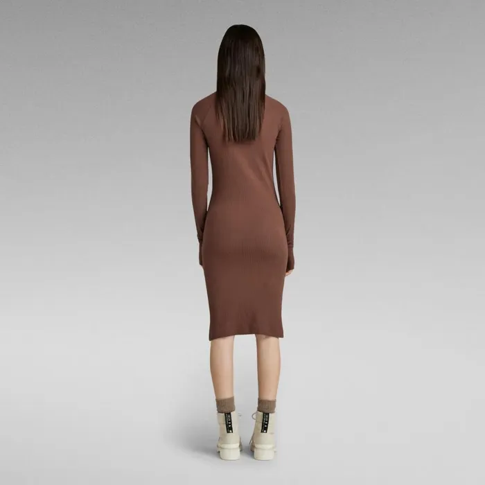 Dresses Women GStar RAW Rib Slim Dress Chocolate Lab