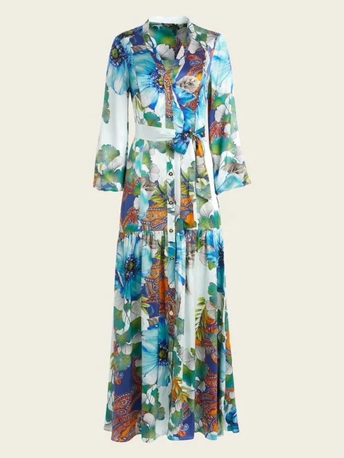 Dresses Women Marciano Lucky Charm Silk Maxi Dress Lucky Charm Print Dresses Women Marciano Lucky Charm Silk Maxi Dress Lucky Charm Print