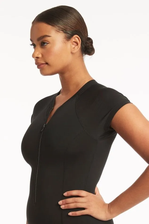Eco Essentials Short Sleeve One Piece Eco Essentials Black Women Sea Level One Pieces