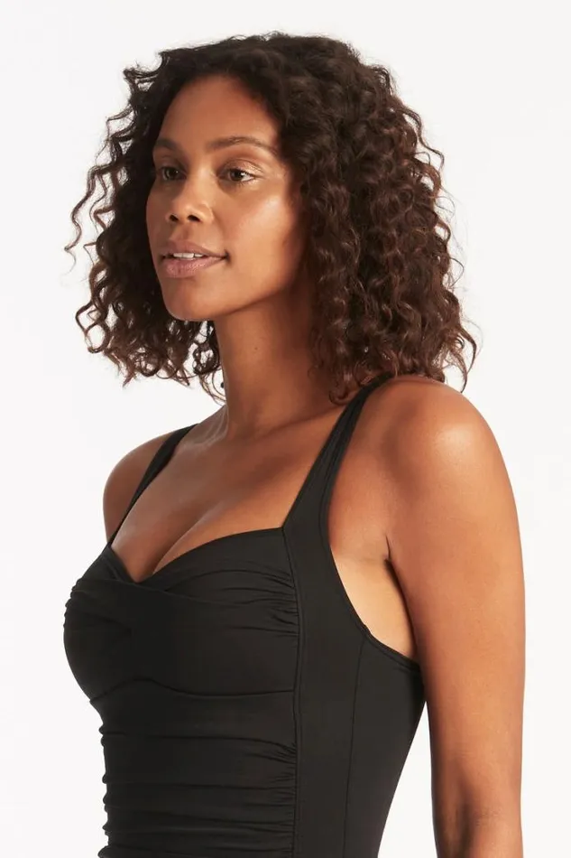 Eco Essentials Twist Front One Piece Eco Essentials Black Women Sea Level One Pieces