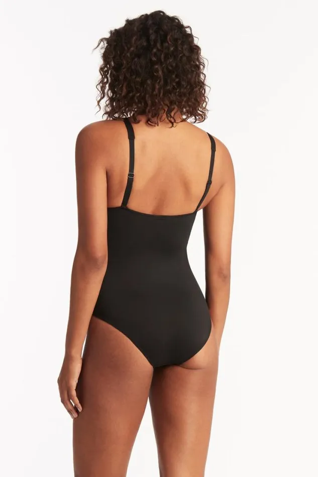 Eco Essentials Twist Front One Piece Eco Essentials Black Women Sea Level One Pieces