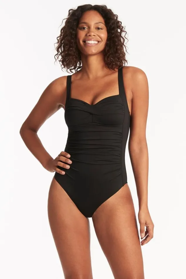Eco Essentials Twist Front One Piece Eco Essentials Black Women Sea Level One Pieces