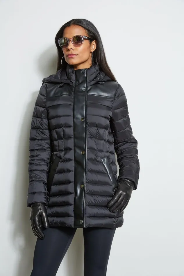 Elie Tahari Coats Tahari Lightweight Hooded Vegan Leather Puffer Coat Black 8211 Women Elie Tahari Coats Tahari Lightweight Hooded Vegan Leather Puffer Coat Black 8211 Women
