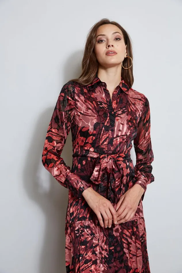 Elie Tahari Dresses and Jumpsuits Burnout Tie Shirt Dress Monarch Burnout 8211 Women