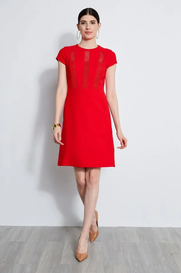 Elie Tahari Dresses and Jumpsuits Geo Lace Inset Dress Berry 8211 Women
