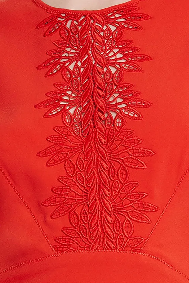Elie Tahari Dresses and Jumpsuits Lace Applique Midi Dress Agave 8211 Women