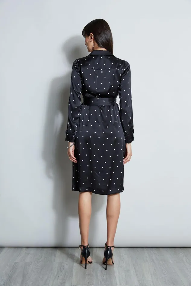 Elie Tahari Dresses and Jumpsuits Silk Cube Dot Shirt Dress Blackfoam 8211 Women