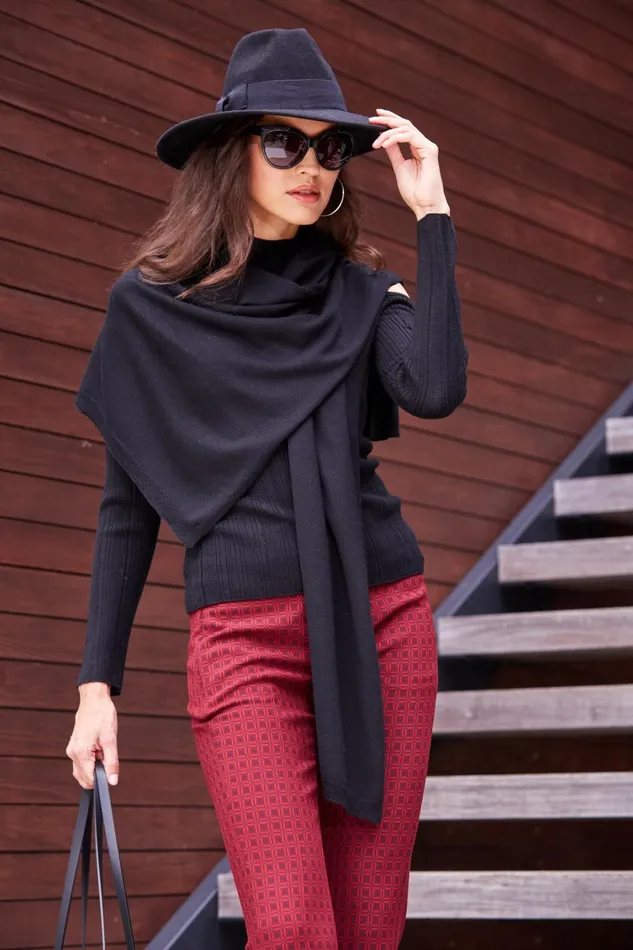 Elie Tahari Hats Gloves and Scarves Merino Wool Shawl Black 8211 Women