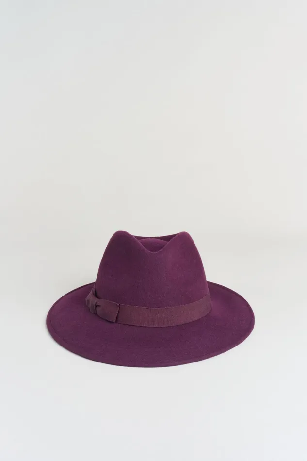 Elie Tahari Hats Gloves and Scarves Wool Fedora Hat Boysenberry 8211 Women