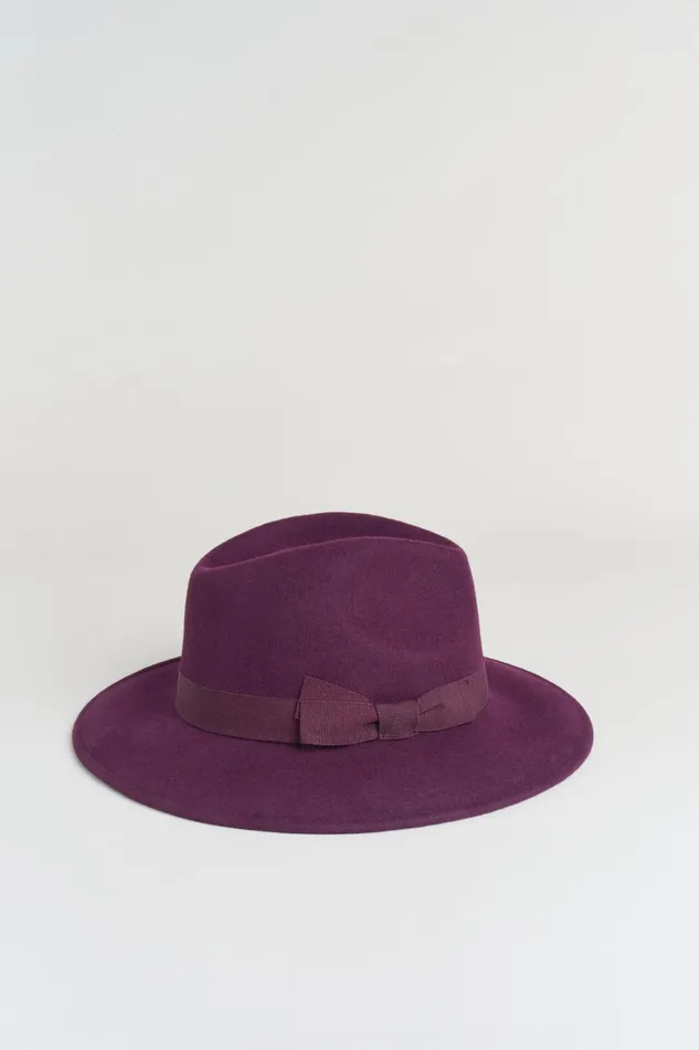 Elie Tahari Hats Gloves and Scarves Wool Fedora Hat Boysenberry 8211 Women
