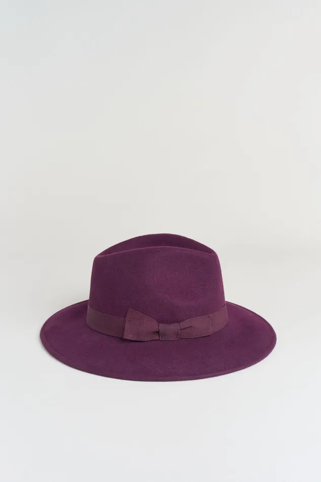 Elie Tahari Hats Gloves and Scarves Wool Fedora Hat Boysenberry 8211 Women