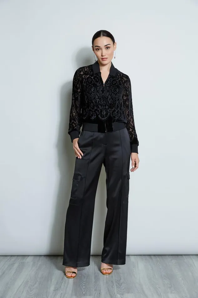 Elie Tahari Jackets and Blazers Burnout Velvet Bomber Jacket Black 8211 Women
