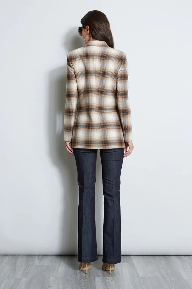 Elie Tahari Jackets and Blazers Double Breasted Ombre Plaid Blazer Multi 8211 Women