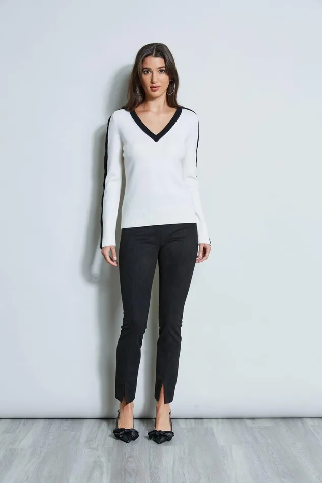 Elie Tahari Knits and Sweaters Cable VNeck Sweater Snow 8211 Women