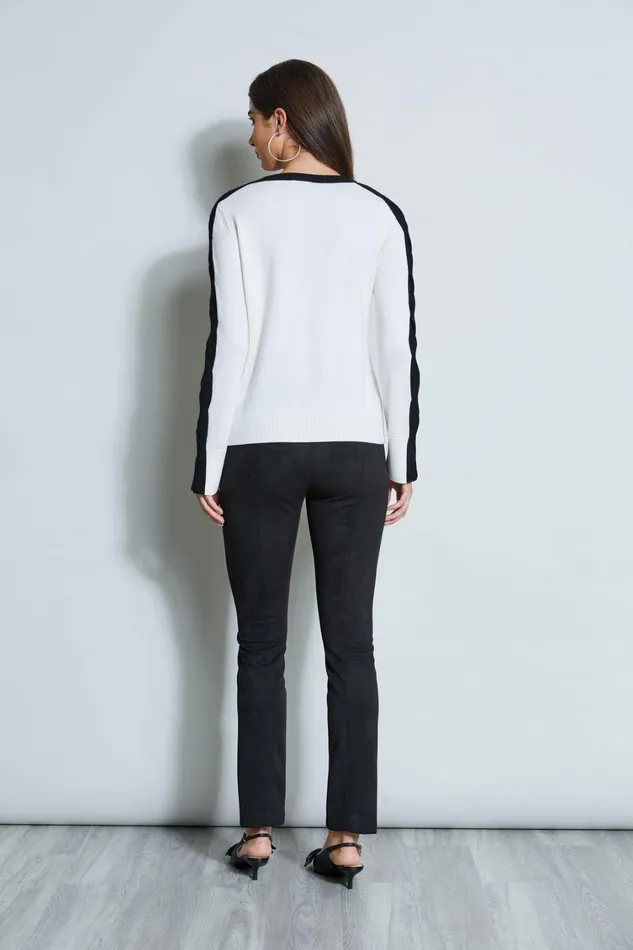 Elie Tahari Knits and Sweaters Cable VNeck Sweater Snow 8211 Women