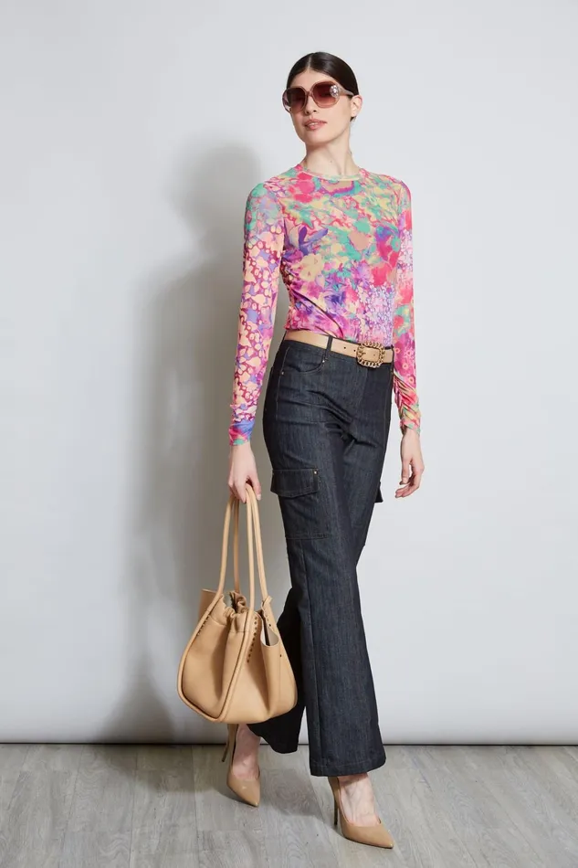 Elie Tahari Knits and Sweaters Field Floral Mesh Knit Multi 8211 Women