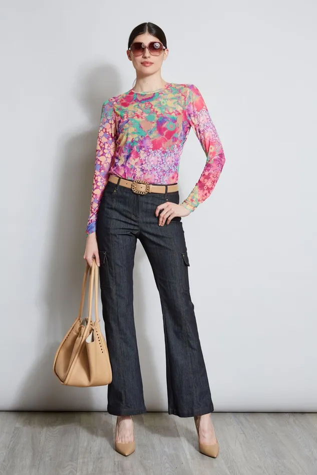 Elie Tahari Knits and Sweaters Field Floral Mesh Knit Multi 8211 Women