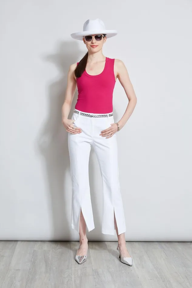 Elie Tahari Knits and Sweaters Rib Knit Scoop Tank Top Dahlia Pink 8211 Women