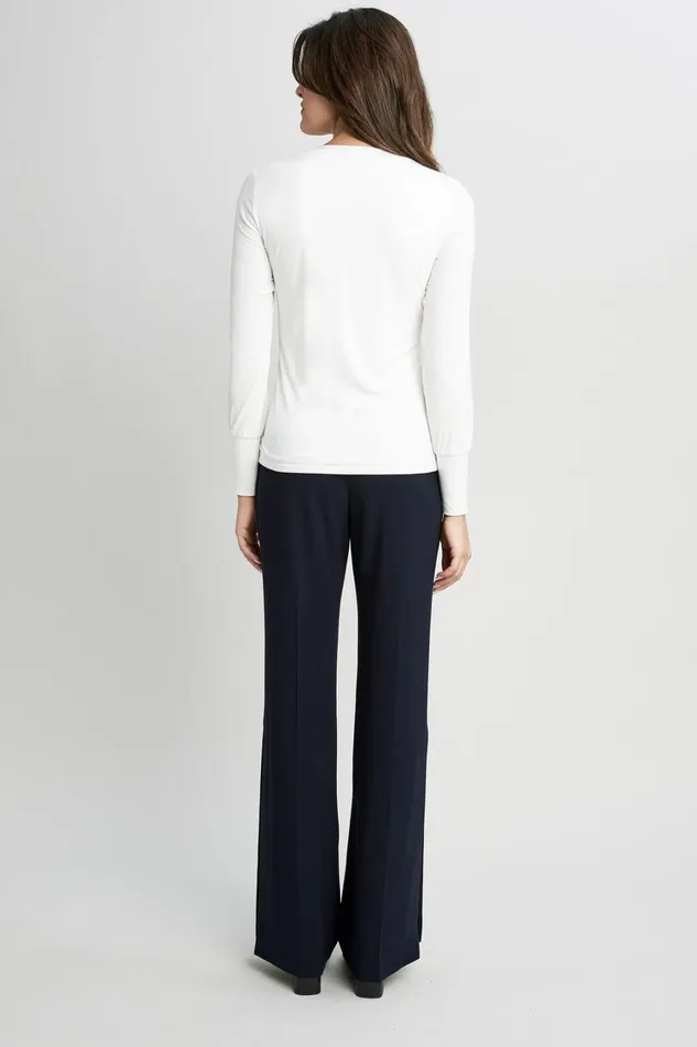 Elie Tahari Knits and Sweaters Straight Neck Ribbed Knit Sky White 8211 Women