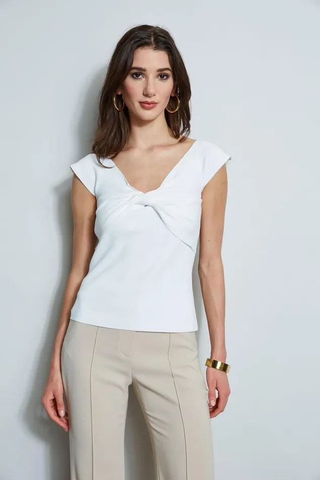 Elie Tahari Knits and Sweaters Twist Front Sweater Sky White 8211 Women