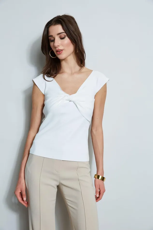 Elie Tahari Knits and Sweaters Twist Front Sweater Sky White 8211 Women
