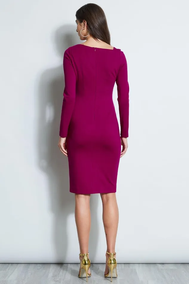 Elie Tahari Long Sleeve Dresses Asymmetric Knit Dress Boysenberry 8211 Women