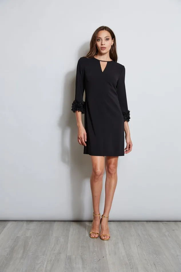 Elie Tahari Long Sleeve Dresses Flower Applique Sleeve Dress Black 8211 Women Elie Tahari Long Sleeve Dresses Flower Applique Sleeve Dress Black 8211 Women