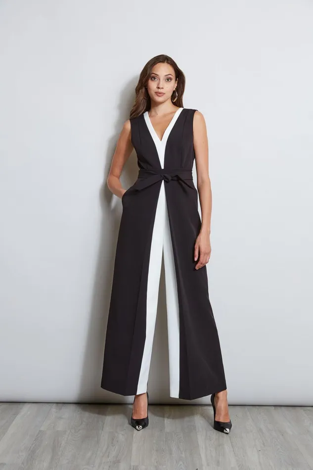 Elie Tahari Maxi Dresses Color Blocked Jumpsuit Noirsky White 8211 Women