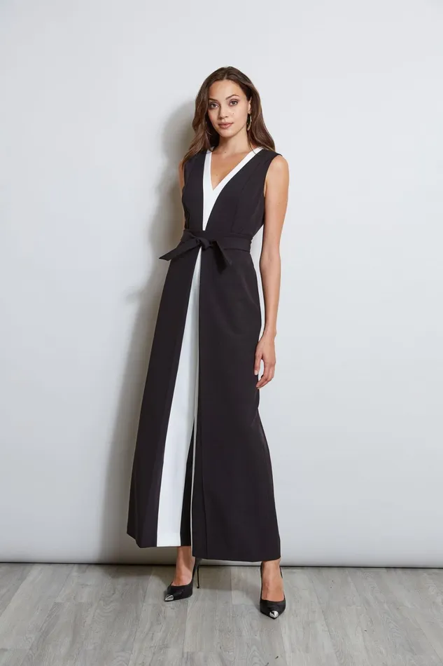Elie Tahari Maxi Dresses Color Blocked Jumpsuit Noirsky White 8211 Women