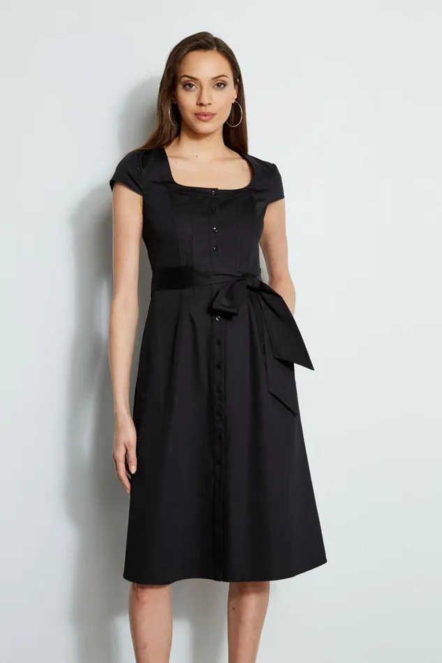 Elie Tahari Midi Dresses Poplin Corset Dress Black 8211 Women