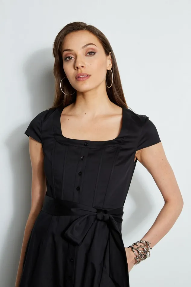 Elie Tahari Midi Dresses Poplin Corset Dress Black 8211 Women