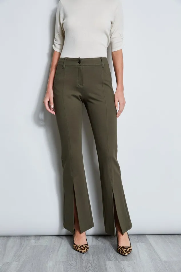 Elie Tahari Pants Slit Front Knit Pant Olive 8211 Women