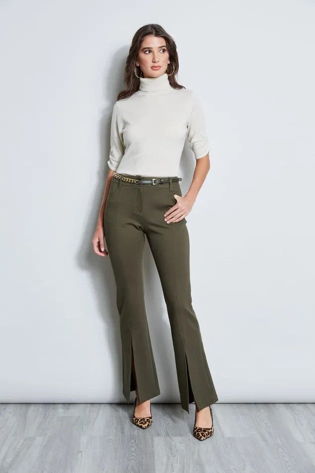 Elie Tahari Pants Slit Front Knit Pant Olive 8211 Women