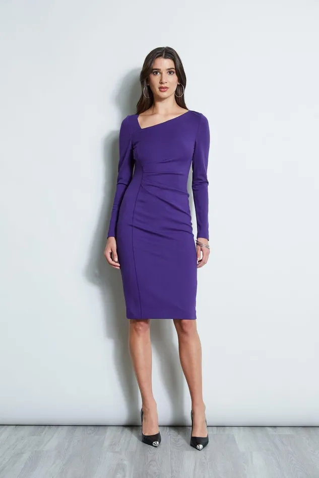 Elie Tahari Short Dresses Asymmetric Knit Dress Winter Plum 8211 Women