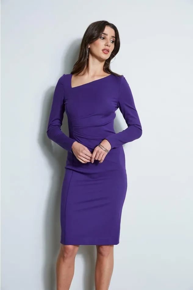 Elie Tahari Short Dresses Asymmetric Knit Dress Winter Plum 8211 Women