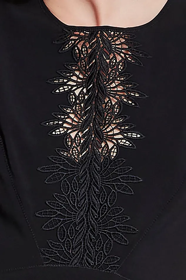 Elie Tahari Sleeveless Dresses Lace Applique Midi Dress Black 8211 Women