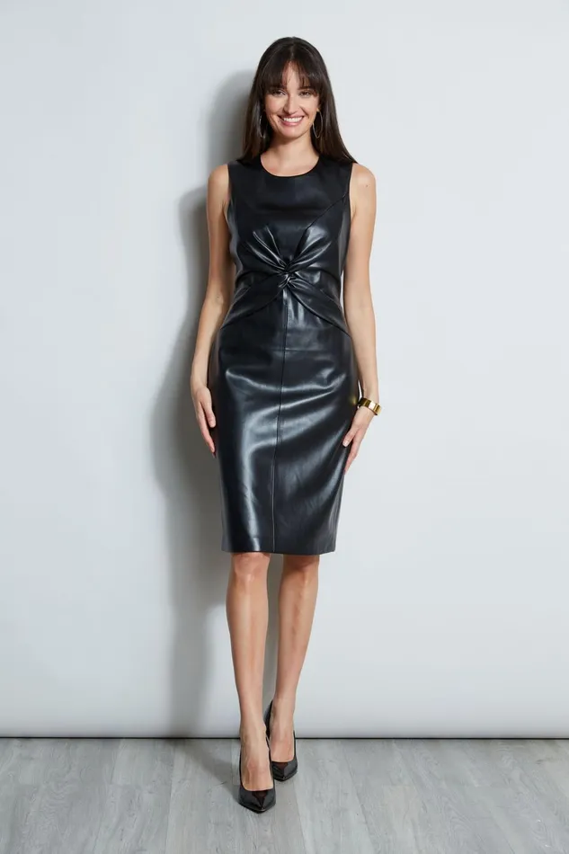 Elie Tahari Sleeveless Dresses Vegan Leather Twist Dress Noir 8211 Women