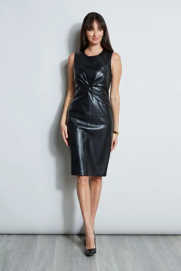 Elie Tahari Sleeveless Dresses Vegan Leather Twist Dress Noir 8211 Women
