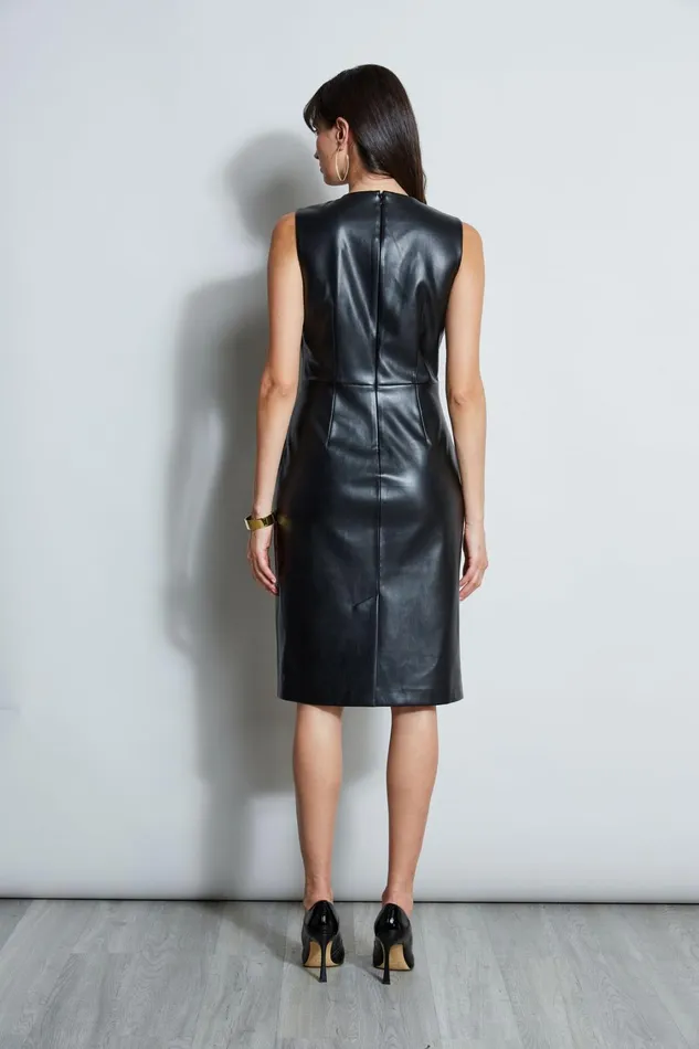 Elie Tahari Sleeveless Dresses Vegan Leather Twist Dress Noir 8211 Women
